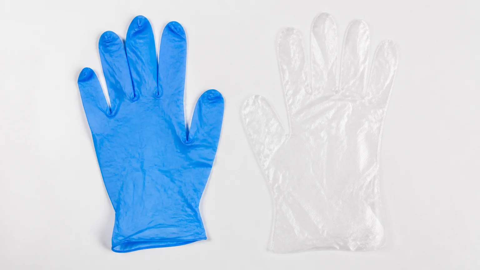 POE vs nitrile glove material cross-section compared side by side